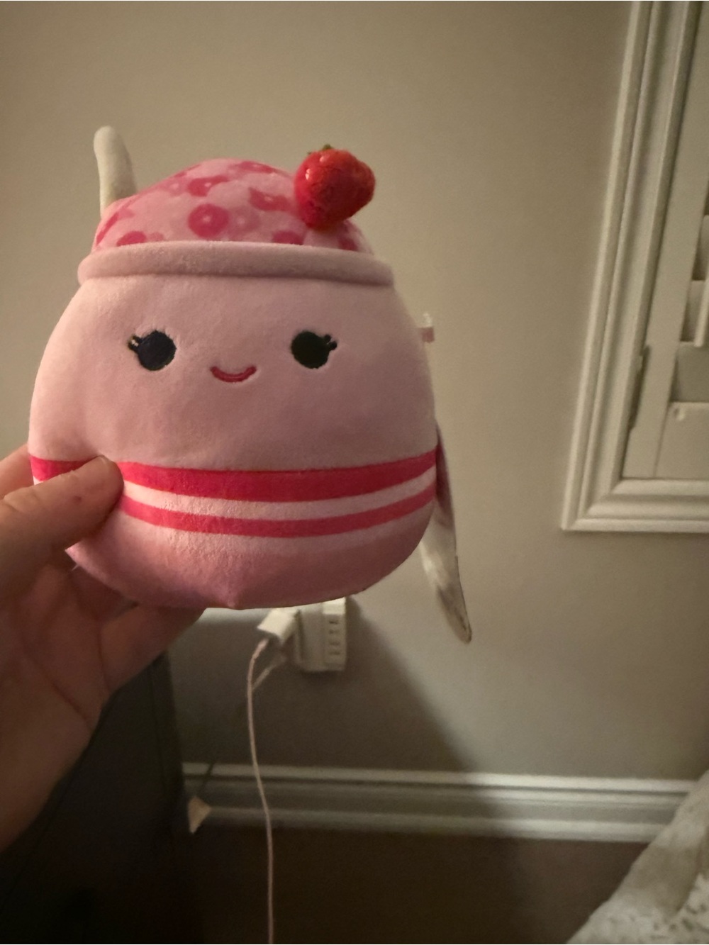 Squishmallows Pink Strawberry Sundae Plush with Red Cherry
